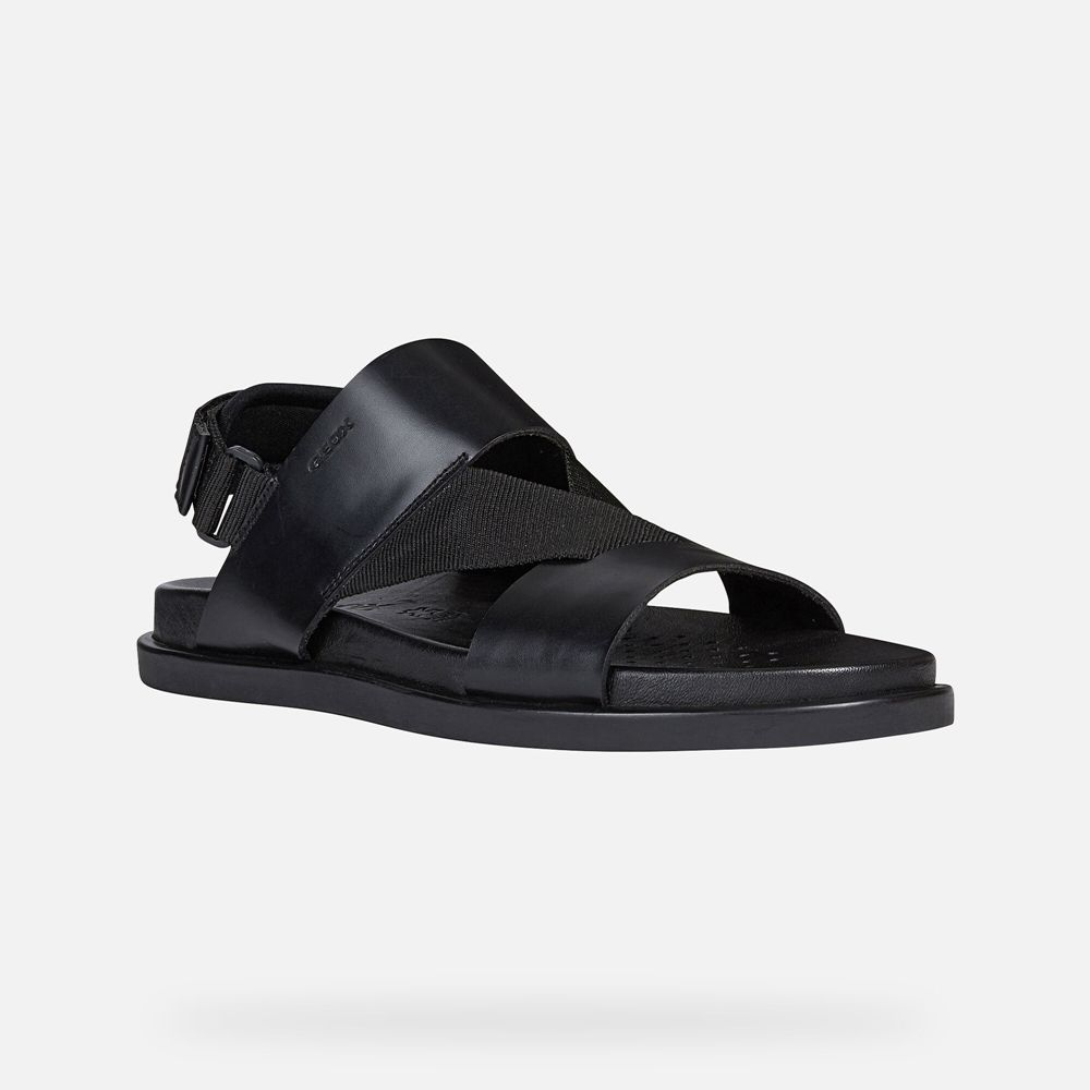 Sandalias Geox Homem Pretas - Taormina - PWNCE7063